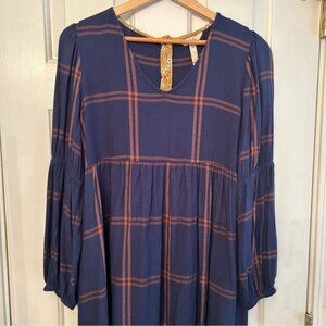 Matilda Jane Just Imagine Silvi Dress Babydoll Windowpane‎ Plaid Size M